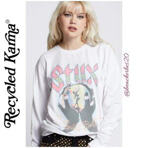 RECYCLED KARMA Styx Crystal Ball Fitted Sweatshirt White Small NWOT RK-70
